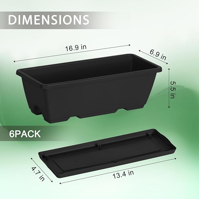CADUKE 6 PCS Railing Planter Boxes, 17 Inch Deck Rail Planters - Image 9