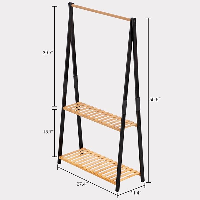 COPREE Bamboo 2-tier Hanging Plant Stand Planter Shelves Flower Pot Organizer - Image 6