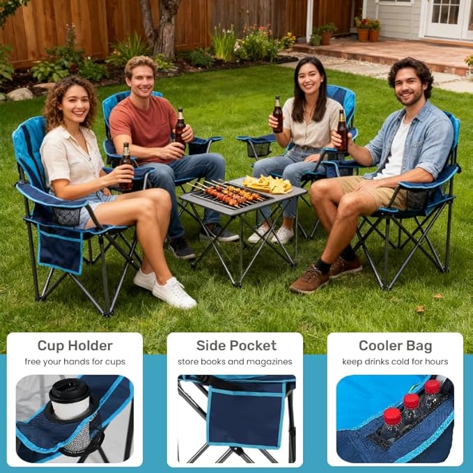 FAIR WIND 2 Pack Heavy Duty Camping Chair, Oversized Padded Folding Chair - Image 8