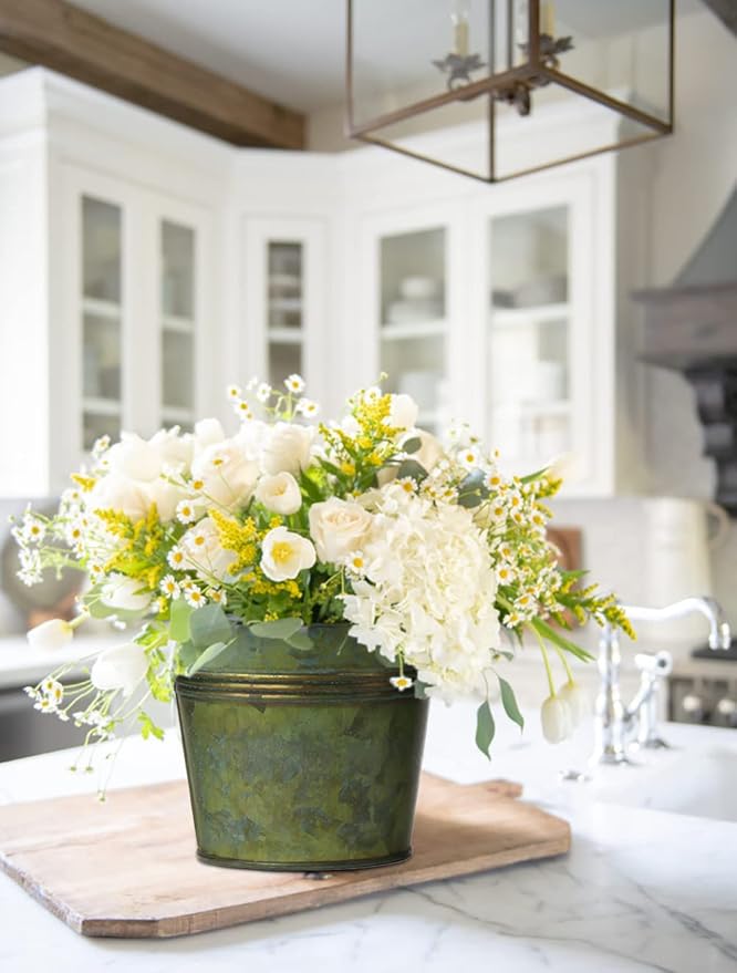 Briful 5 Size Galvanized Buckets Rustic Farmhouse Metal Bucket Galvanized - Image 3