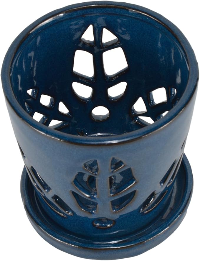 W&W Orchid Pot with Holes and Saucer - Image 3