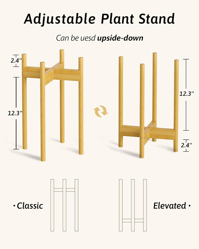 Adjustable Plant Stand Indoor, Bamboo Plant Stand Fits 8 9 10 11 12 Inches - Image 4