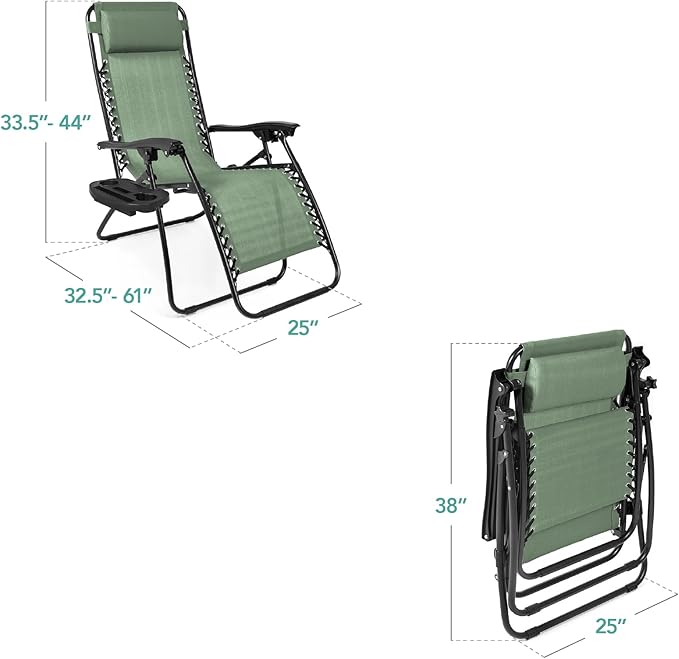 Best Choice Products Set of 2 Adjustable Steel Mesh Zero Gravity Lounge Chair - Image 3
