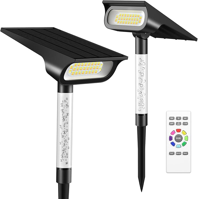 intelamp Solar Spot Lights Outdoor Waterproof, 4000mAh RGB LED Landscape Lights by IntelampSolarLightingArtist