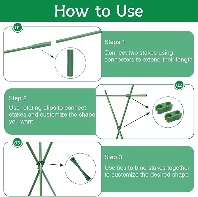 Garden Stakes 17Inch 20Pack, DIY Tall Plant Support Stakes of 4Ft, HAINANSTRY - Image 4