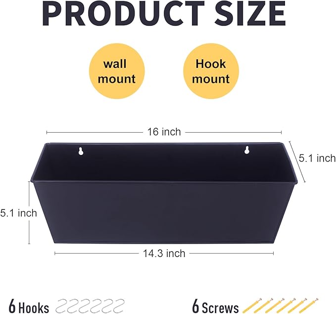 Wall Hanging Planters for Outdoor Plants 16 Inch Large Metal Fence Pots - Image 6