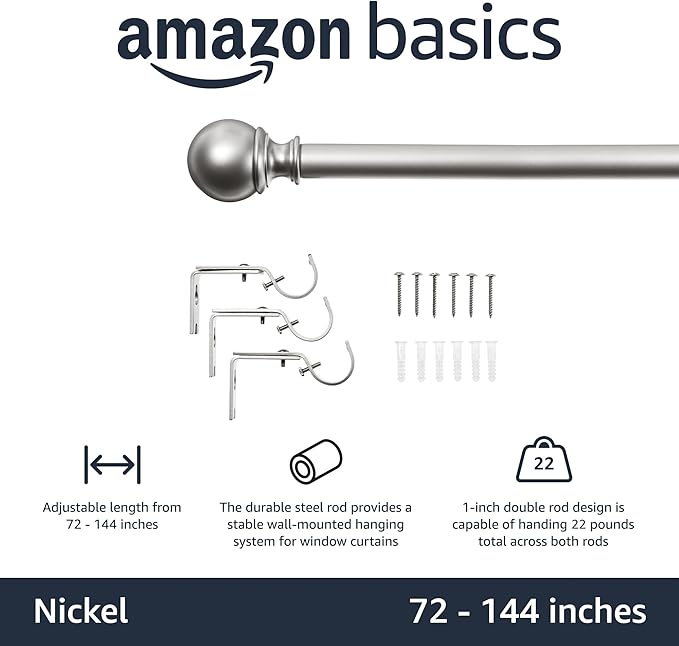 Amazon Basics Adjustable Heavy Duty Curtain Rod - Image 2