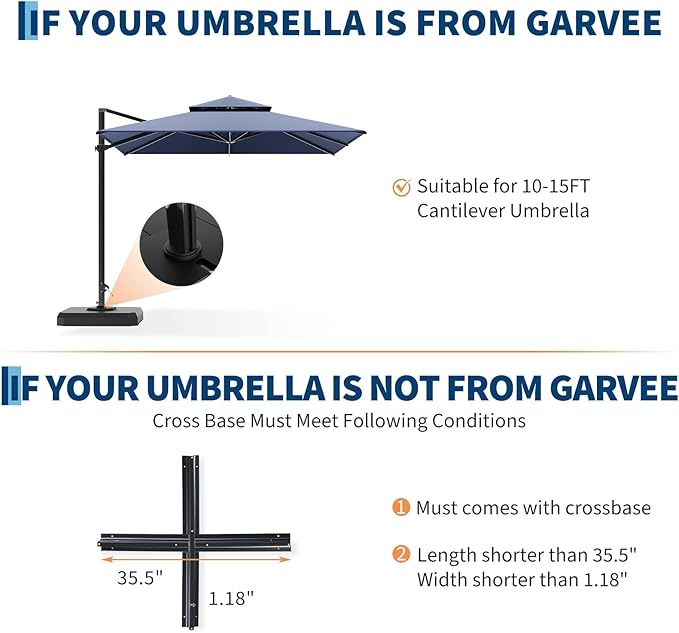Garvee 4Pcs Patio Umbrella Base 330lb Capacity Cantilever Umbrellas Weight - Image 3