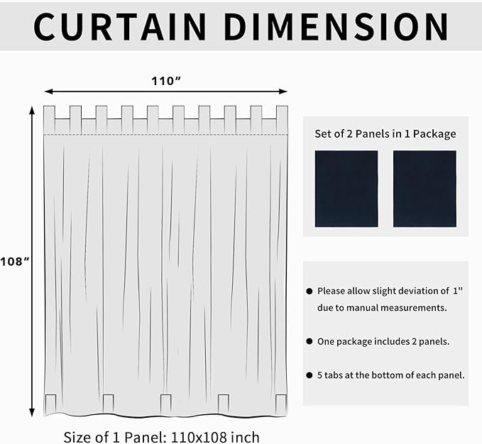 Easy-Going Outdoor Patio Curtains Detachable Tab Top Windproof Weatherproof - Image 6