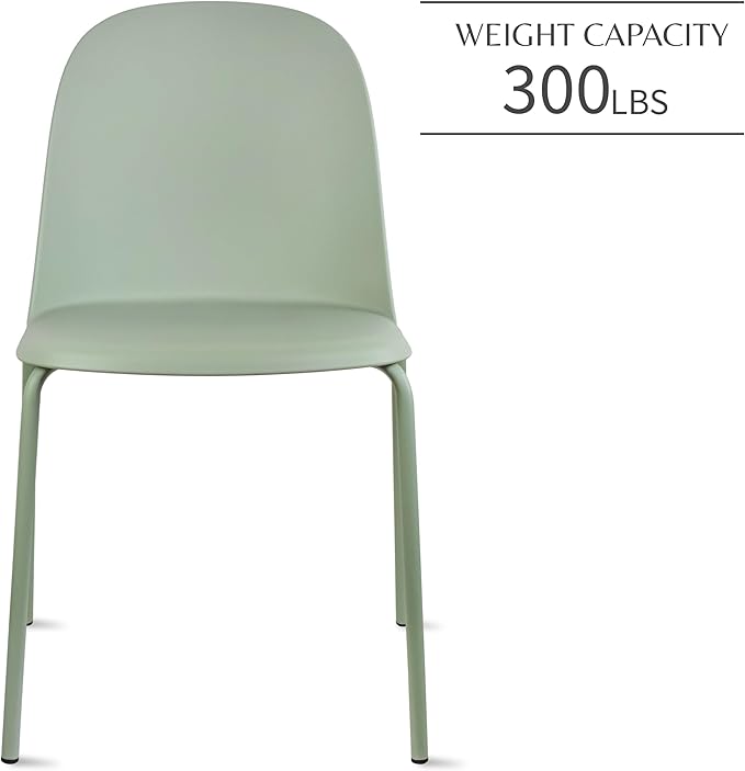 2xhome Set of 2 Modern Stackable Armless Dining Chairs, Plastic Shell Seat - Image 5