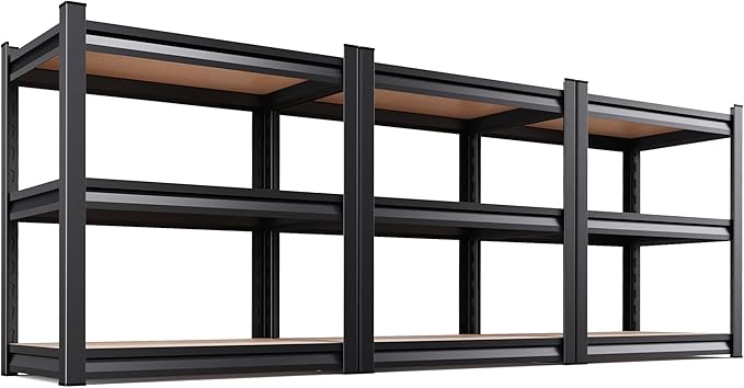 Set of 3 Garage Shelving, 3 Tier Garage Storage Shelves, Adjustable Heavy Duty by Unknown