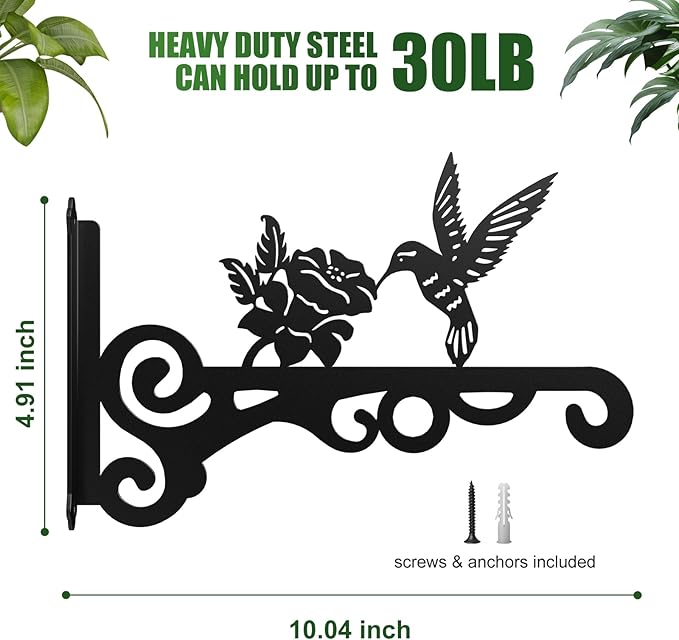 2-Pack Aesthetic Wall Plant Hanger Indoor and Outdoor – 10 Inch Metal Hanging - Image 3