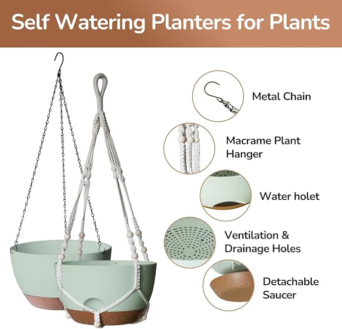 12 Inch Hanging Baskets for Plants Outdoor, Hanging Planters for Indoor Outdoor - Image 4