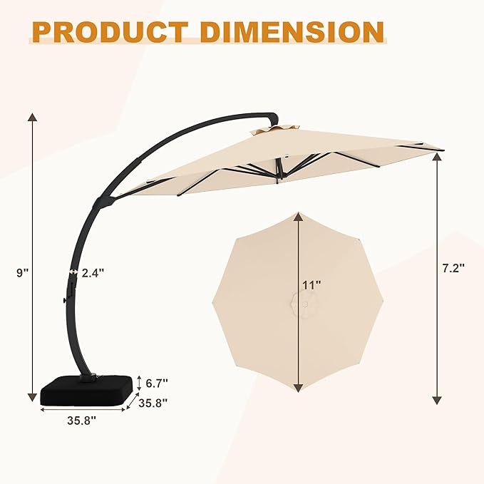 GarveeLife 11FT Cantilever Patio Umbrella - Image 2