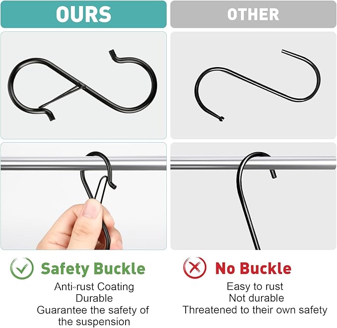 100 Pcs S Hooks for Hanging Heavy Duty, 3.5-inch Heavy Duty Metal S Hook - Image 5