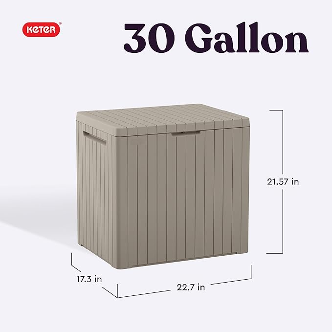 Keter City 30 Gallon Resin Outdoor Storage Box & Patio Side Table - Image 2