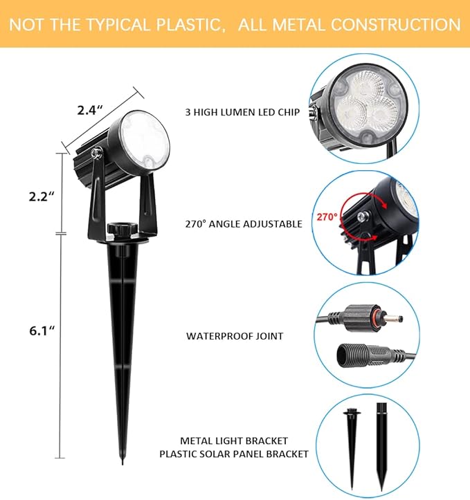 APONUO Metal Outdoor Solar Landscape Lights Solar Lights Outdoor Waterproof - Image 5