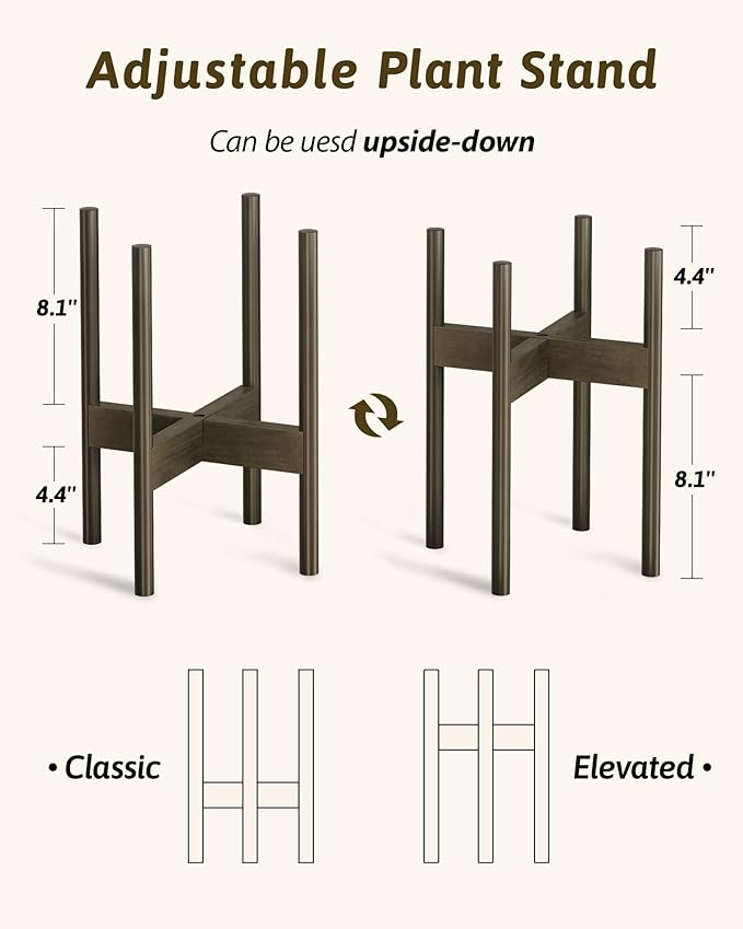 Adjustable Plant Stand Indoor, Bamboo Plant Stand Fits 8 9 10 11 12 Inches - Image 4