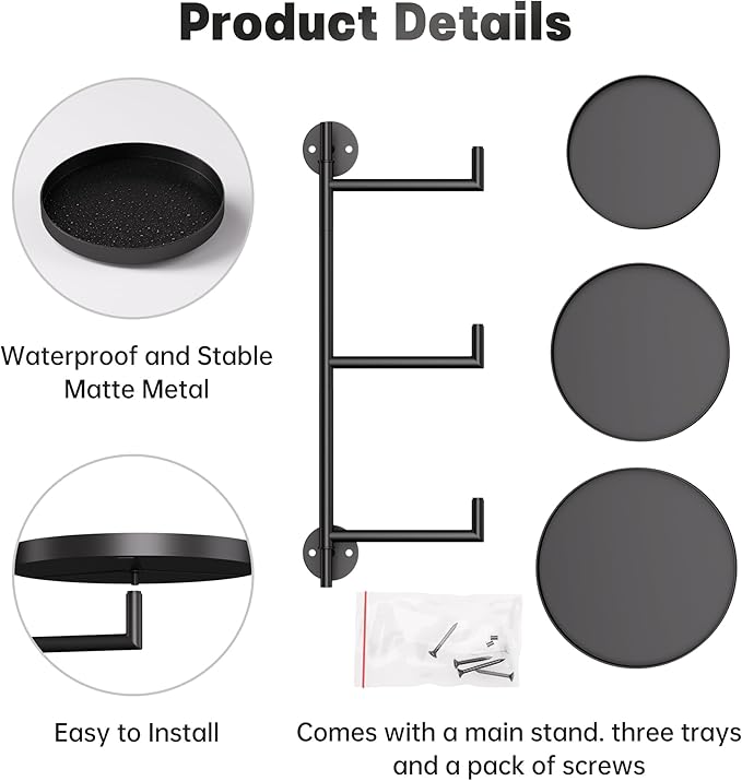 Window Rotating Plant Stand Shelf Indoor Black Metal Floating Shelves 3-Tier - Image 5