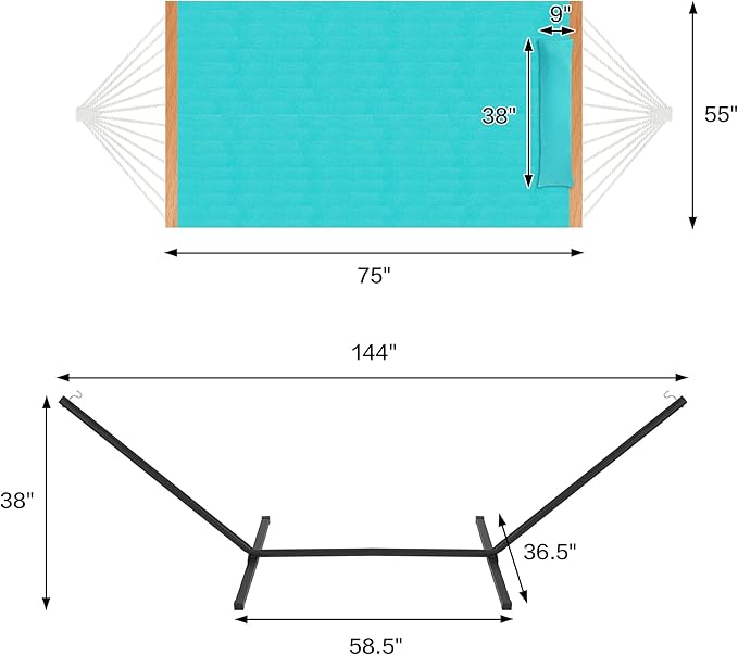 Two Person Hammock with Stand for Outside Heavy Duty, Outdoor Patio Hammock - Image 4