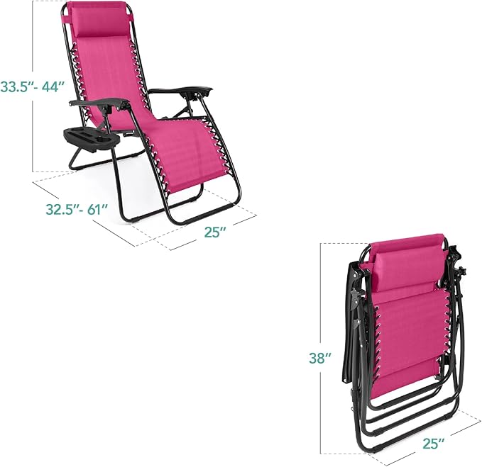 Best Choice Products Set of 2 Adjustable Steel Mesh Zero Gravity Lounge Chair - Image 2