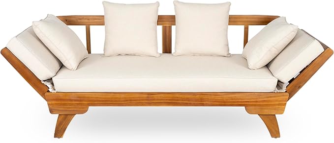 Christopher Knight Home Gary Patio Convertible Couch, Wooden Outdoor Daybed - Image 6