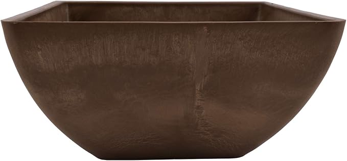 PSW Pot Collection 12x6 inch Plastic/Stone/Wood Composite Square Planter – No - Image 2