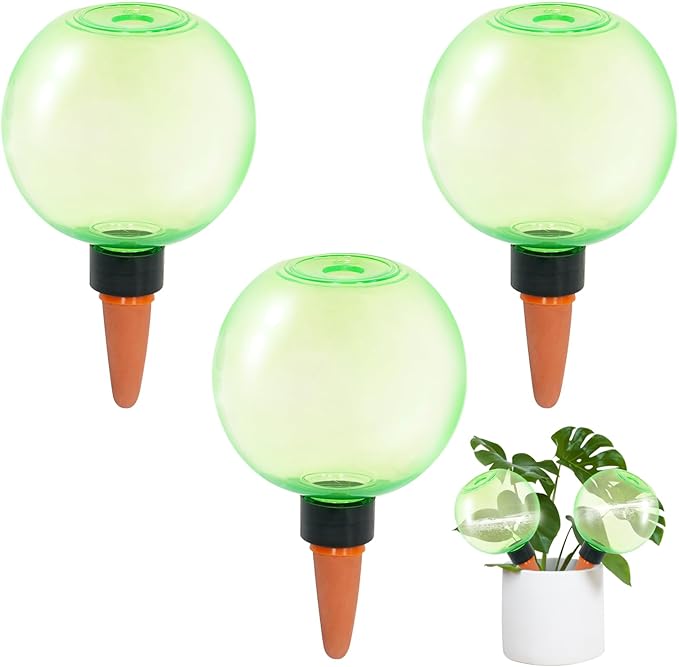3pcs Large Plant Self Watering Globes, 17.5 oz Plastic Water Bulbs Top Fill by GEWOSI
