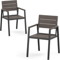 Outdoor Patio Dining Chairs Set of 2, Aluminum & HDPS All-Weather Dining Chairs by ComfCove