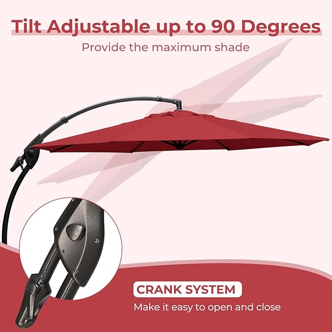 Grand patio 12FT Outdoor Cantilever Umbrella Large Round Aluminum Offset - Image 5