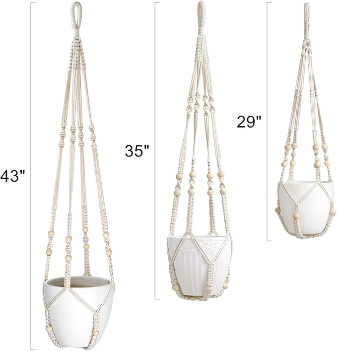 Mkono 3 Pack Macrame Plant Hangers Indoor Different Size Hanging Planter Basket - Image 6