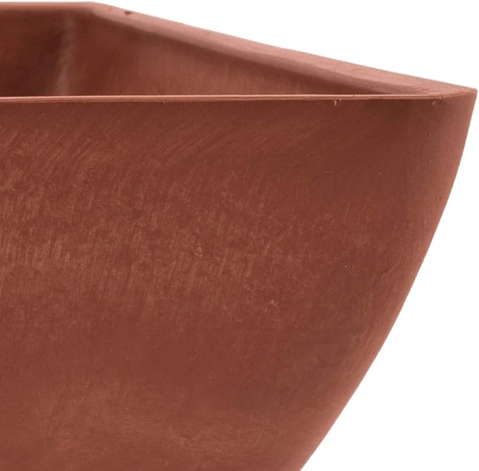 PSW Pot Collection 12x6 inch Plastic/Stone/Wood Composite Square Planter – No - Image 3
