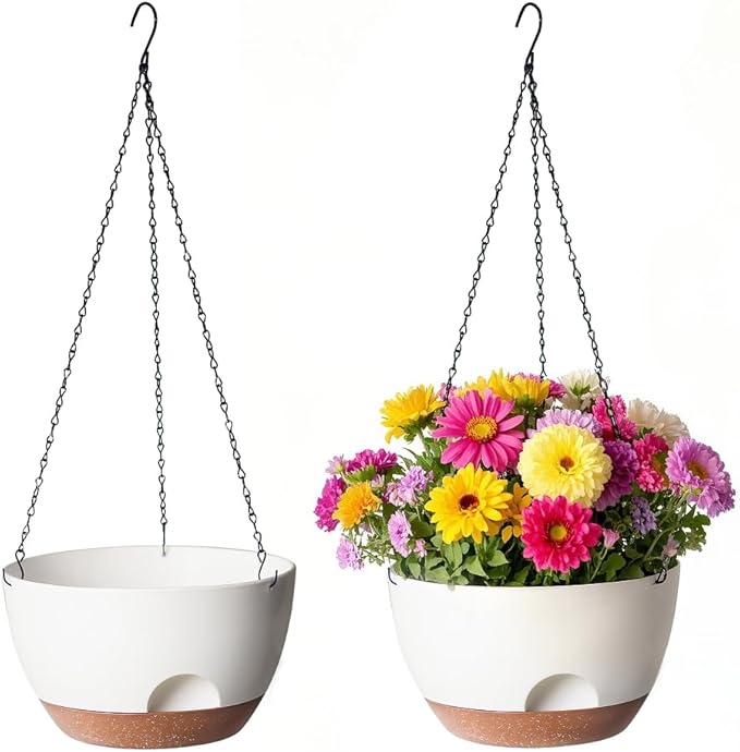 Hanging Planter, 12 Inch Self-Watering Hanging Planters by LesOasis