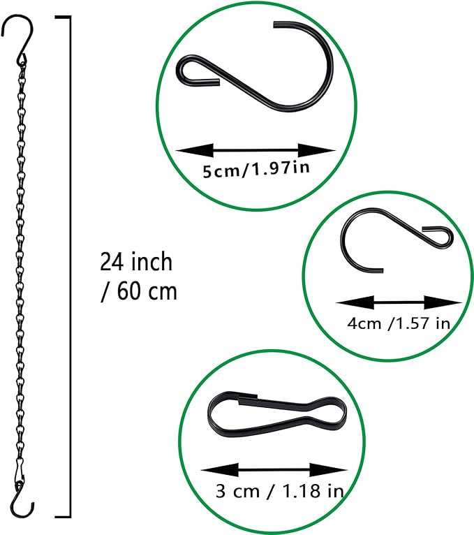 RIFNY Hanging Chains with Hooks, 10 Pieces 24 Inch Black Chain - Image 7