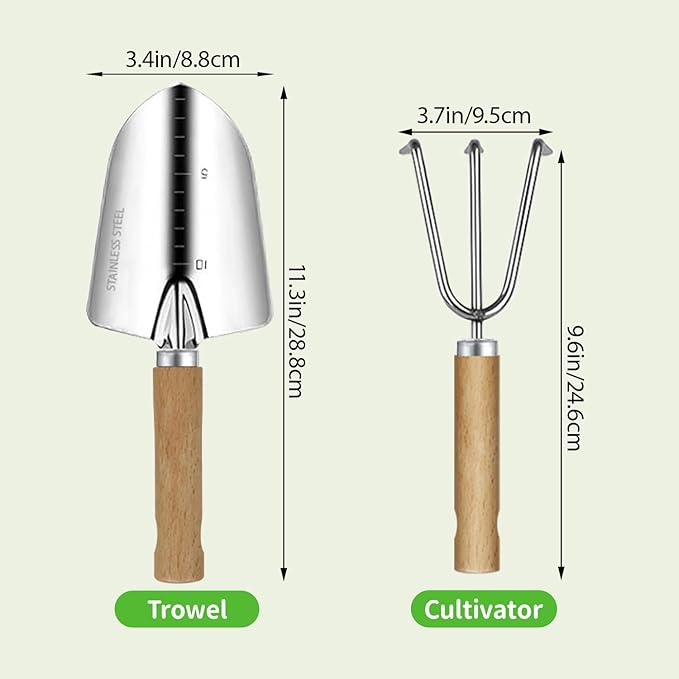 Garden Tool Set, 2 Pieces Stainless Steel Heavy Duty Garden Tools, Gardening Kit - Image 4