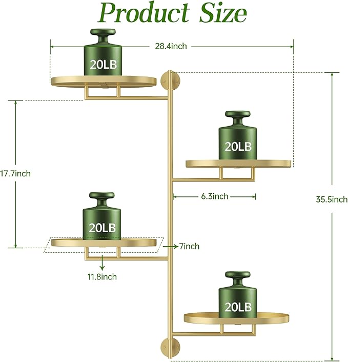 Window Rotating Plant Stand Shelf Indoor Gold Metal Floating Shelves 4-Tier - Image 5