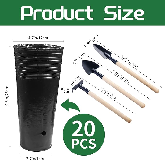 20 Pcs Plastic Deep Nursery Pots - Image 2