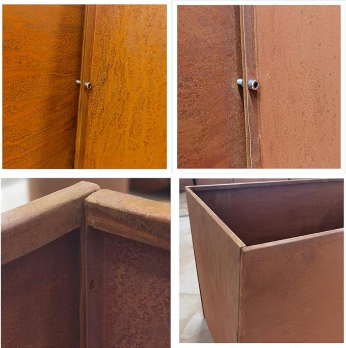 Corten Steel Planter Box Metal Outdoor Planter Large Square Cube Rustic 32 Inch - Image 3