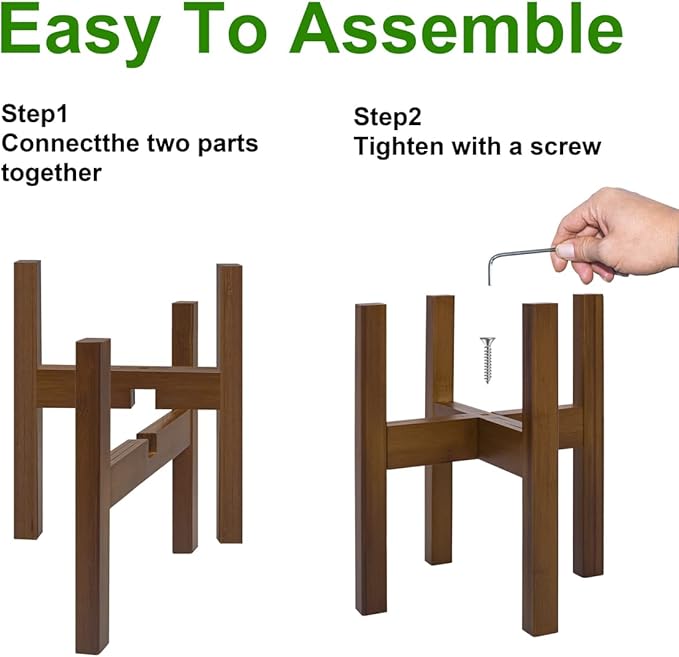 Adjustable Plant Stand Indoor, Bamboo Mid Century Modern Plants Stands - Image 5