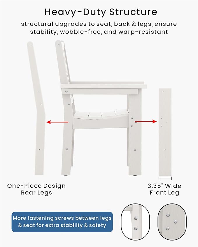 5-Piece Outdoor Dining Set, HDPE All-Weather Patio Table and Chairs Set - Image 5