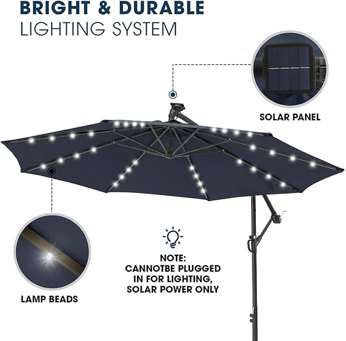 wikiwiki 10ft Solar LED Patio Umbrella - Image 3
