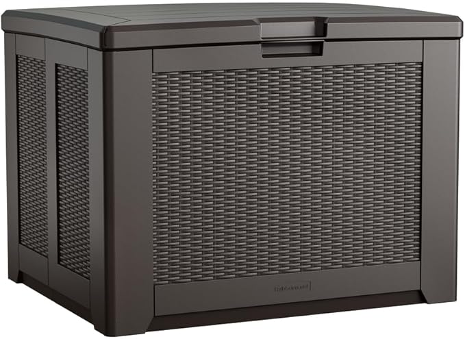 Rubbermaid Medium Resin Outdoor Storage Deck Box Weather Resistant Brown Deck by Rubbermaid