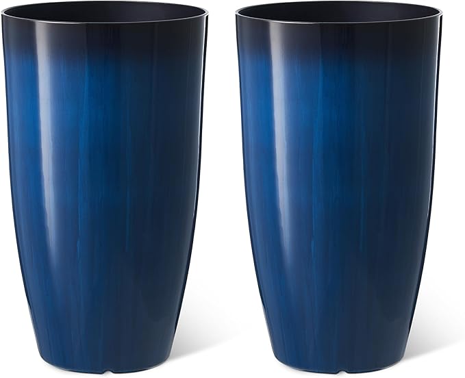 Glitzhome 23.5" H Oversized Tall Round Tapered Planter, Plastic Flower Pots by Glitzhome