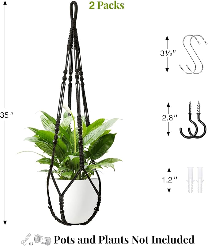Macrame Plant Hanger Indoor Set of 2 - Image 3