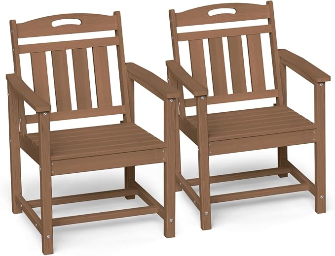 Ciokea Outdoor Patio Dining Chair Set of 2, HDPE Porch Chairs by CIOKEA