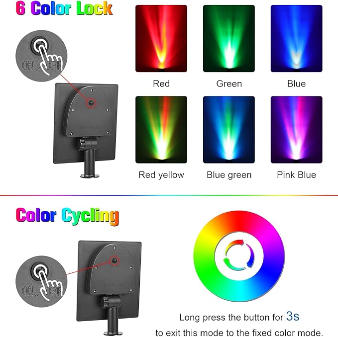 APONUO Christmas Solar Spot Lights Outdoor Color Changing, 2 Colors Modes Metal - Image 6