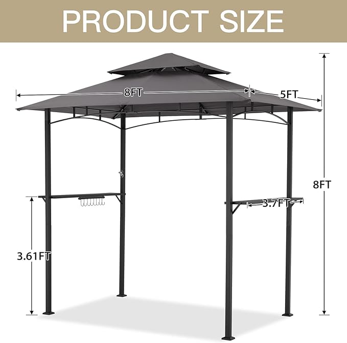 AECOJOY 8' x 5' Outdoor Grill Gazebo Canopy, BBQ Canopy - Image 7
