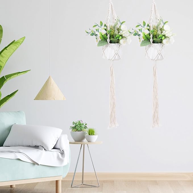Sliverdew Macrame Plant Hanger, 2 Pack Boho Hanging Planters Baskets - Image 5
