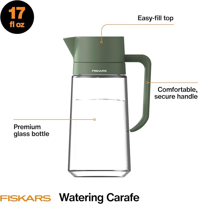 Fiskars Glass Watering Carafe, Indoor Plant Watering Can - Image 2
