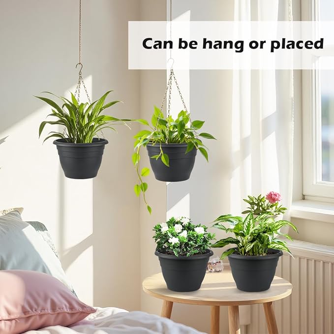 Hanging Planters 10 Inch, Self Watering Hanging Basket - Image 4